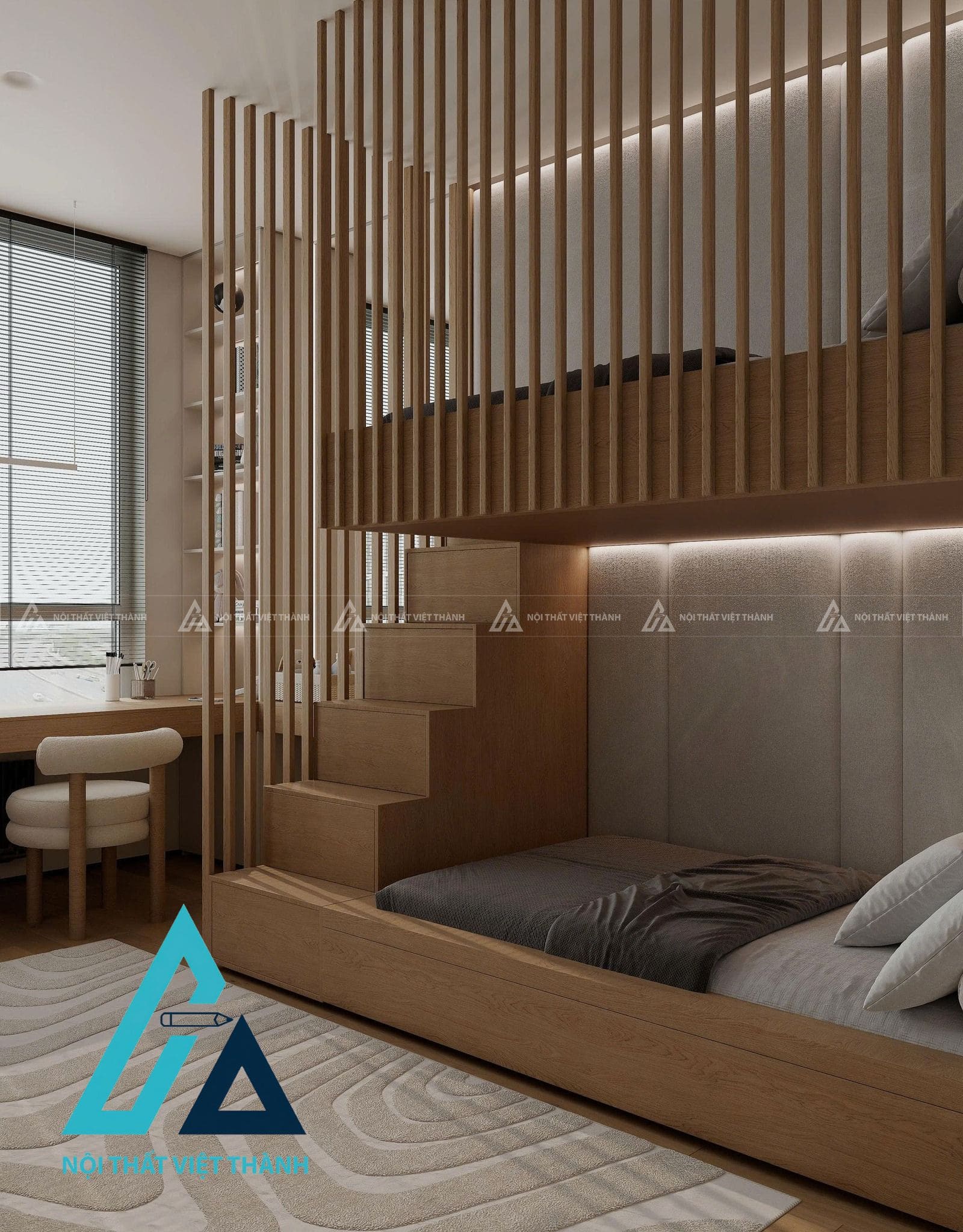 Giường Tầng Gỗ Đẹp Hiện Đại Cho Gia Đình 1