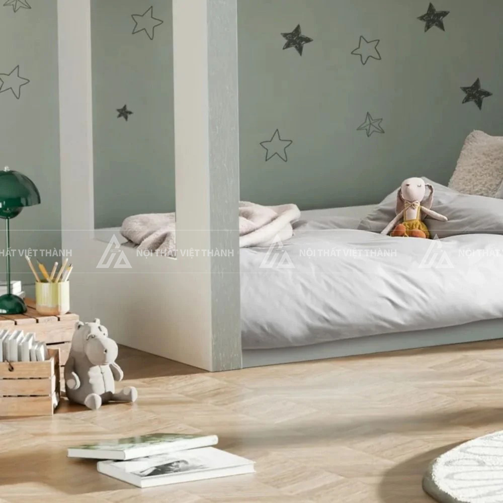Giường Tầng Trẻ Em Màu Trắng Thiết Kế Tối Giản Tích Hợp Cầu Thang Đứng Tiết Kiệm Diện Tích 3
