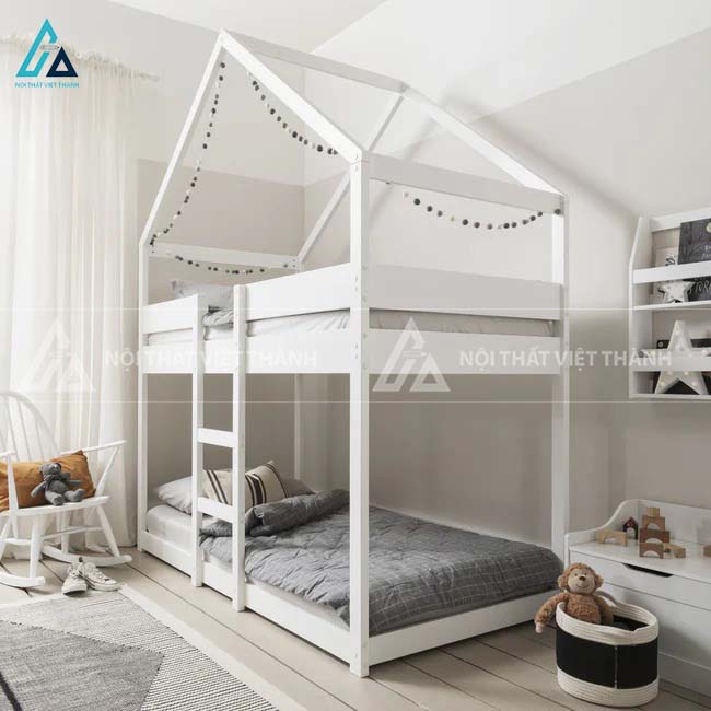 Giường Tầng Hình Ngôi Nhà Tích Hợp Không Gian Vui Chơi Sáng Tạo Cho Bé