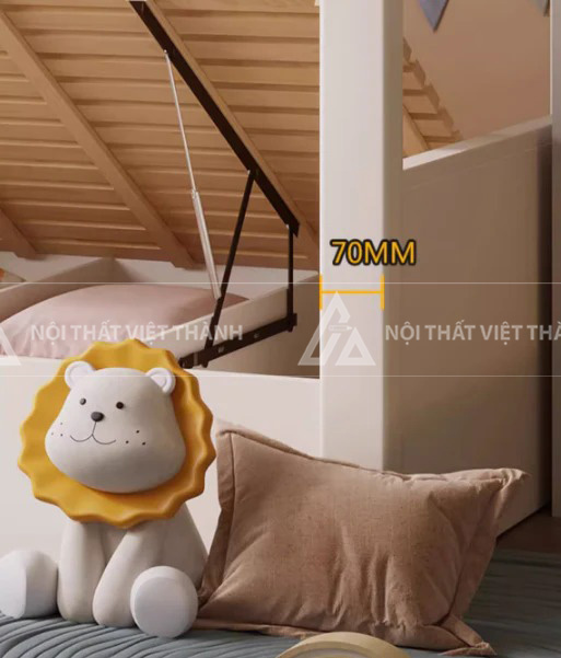 Giường Tầng Thiết Kế Hình Lâu Đài Có Cửa Sổ Vòm Tích Hợp Cầu Thang Và Giường Phụ Thông Minh 3