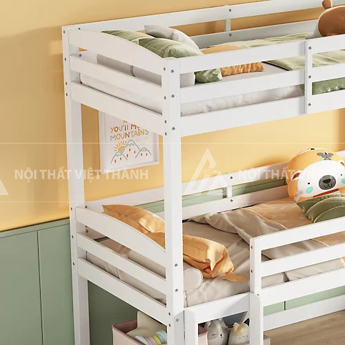 Giường Tầng Trẻ Em Thiết Kế Hiện Đại Tích Hợp Cầu Thang Đứng Và Thanh Chắn Bảo Vệ An Toàn 3