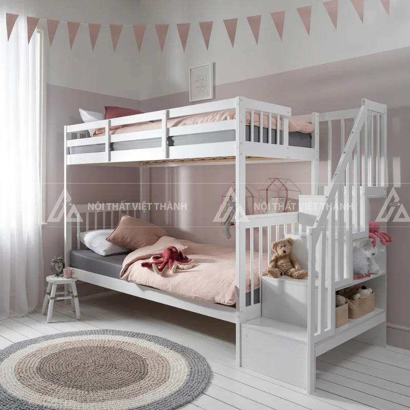 Giường Tầng Trẻ Em Kết Cấu Vững Chãi Với Thang Leo An Toàn Và Ngăn Kéo Lưu Trữ 3