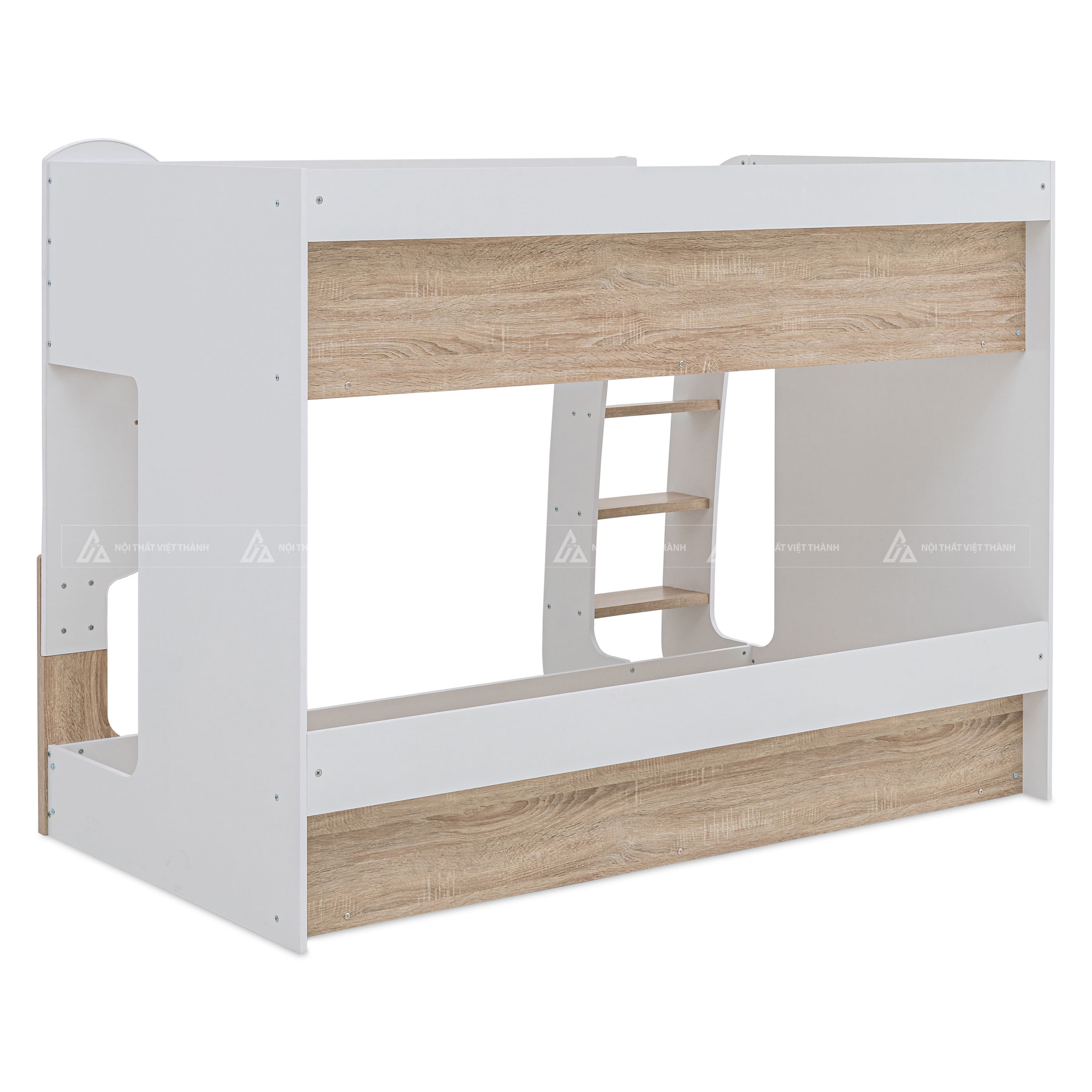 Giường Tầng Trẻ Em Gỗ Hiện Đại Tích Hợp Kệ Trang Trí Và Thang Leo Bản Rộng An Toàn 4