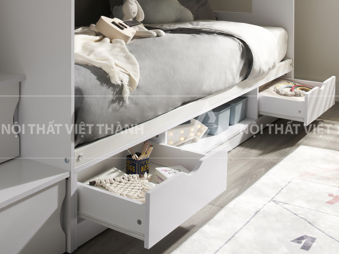 Giường Tầng Trẻ Em Cao Cấp Tích Hợp Cầu Thang Hộp Và Ngăn Kéo Lưu Trữ Thông Minh 4
