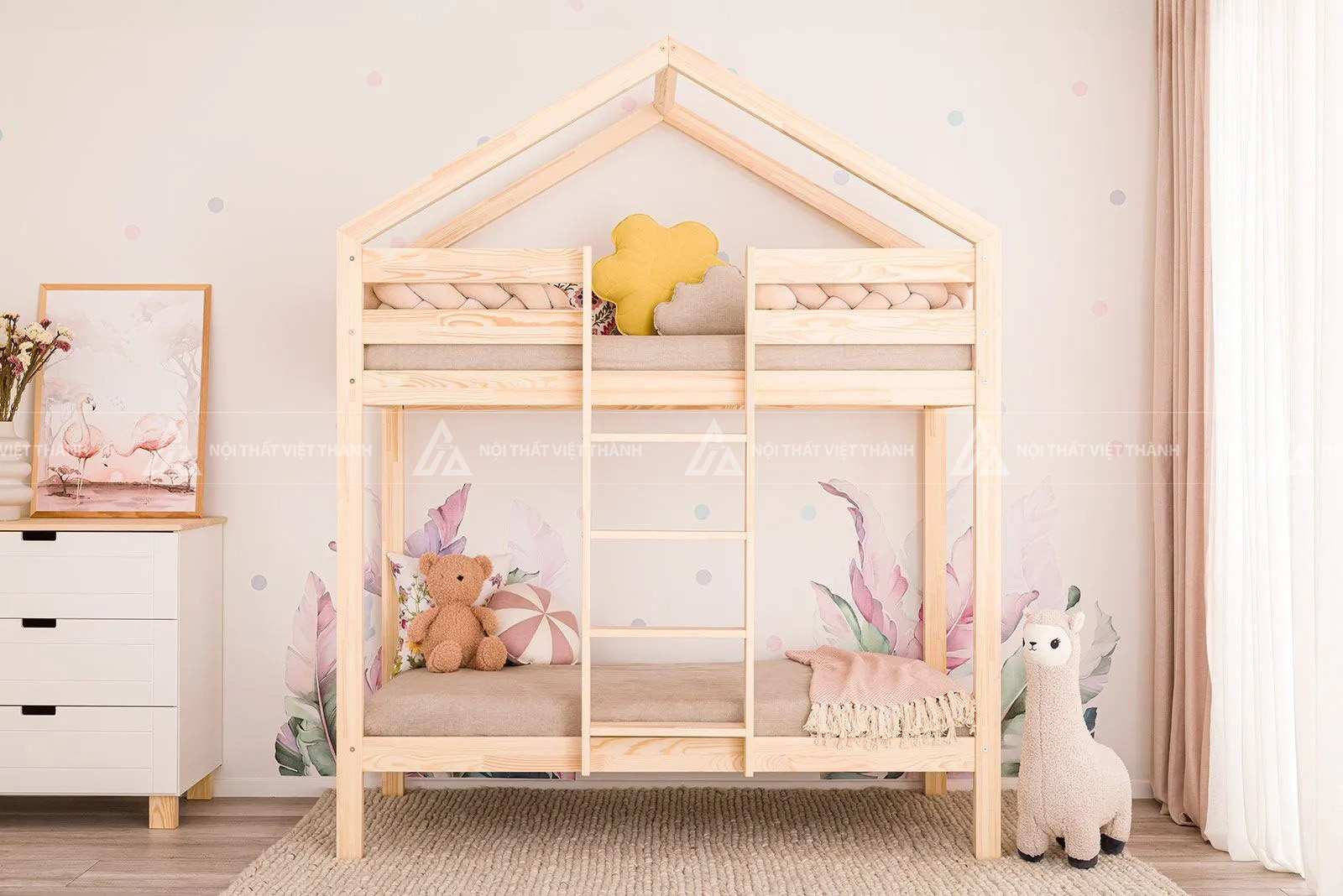 Giường Tầng Cho Bé Hình Ngôi Nhà Tích Hợp Giường Kéo Phụ Đa Năng Thông Minh 3