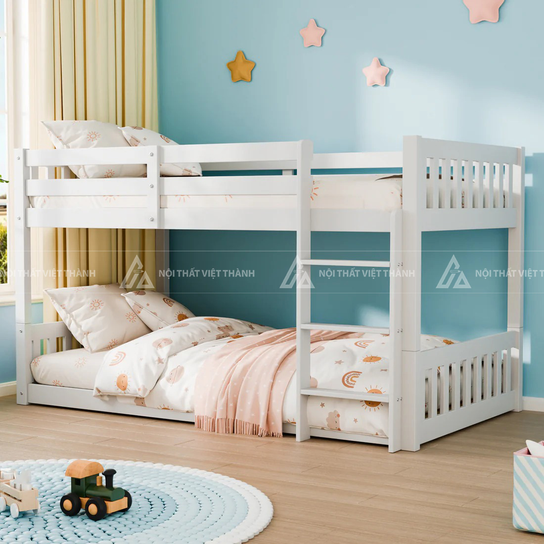 Giường Tầng Trẻ Em Thiết Kế Truyền Thống Kết Cấu Vững Chãi Tích Hợp Thang Leo Gọn Gàng 3