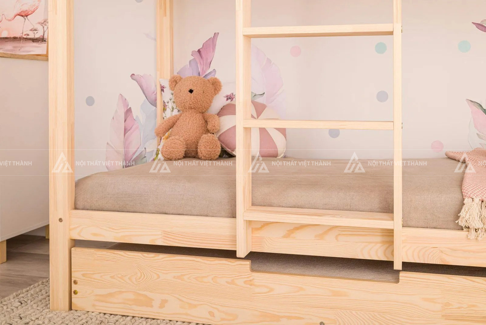 Giường Tầng Cho Bé Hình Ngôi Nhà Tích Hợp Giường Kéo Phụ Đa Năng Thông Minh 4