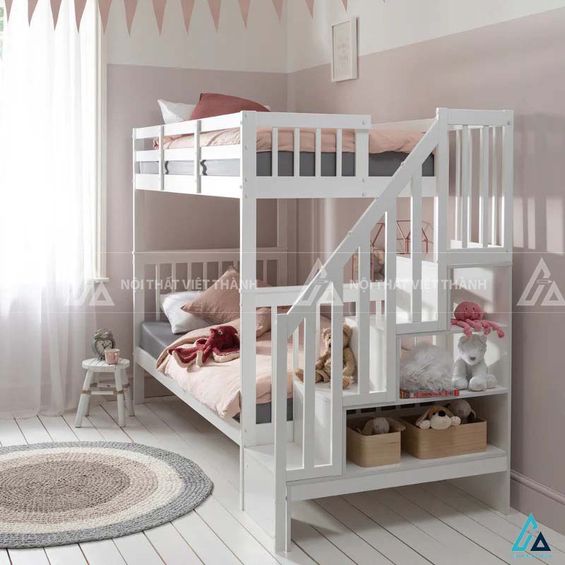 Giường Tầng Trẻ Em Kết Cấu Vững Chãi Với Thang Leo An Toàn Và Ngăn Kéo Lưu Trữ 1