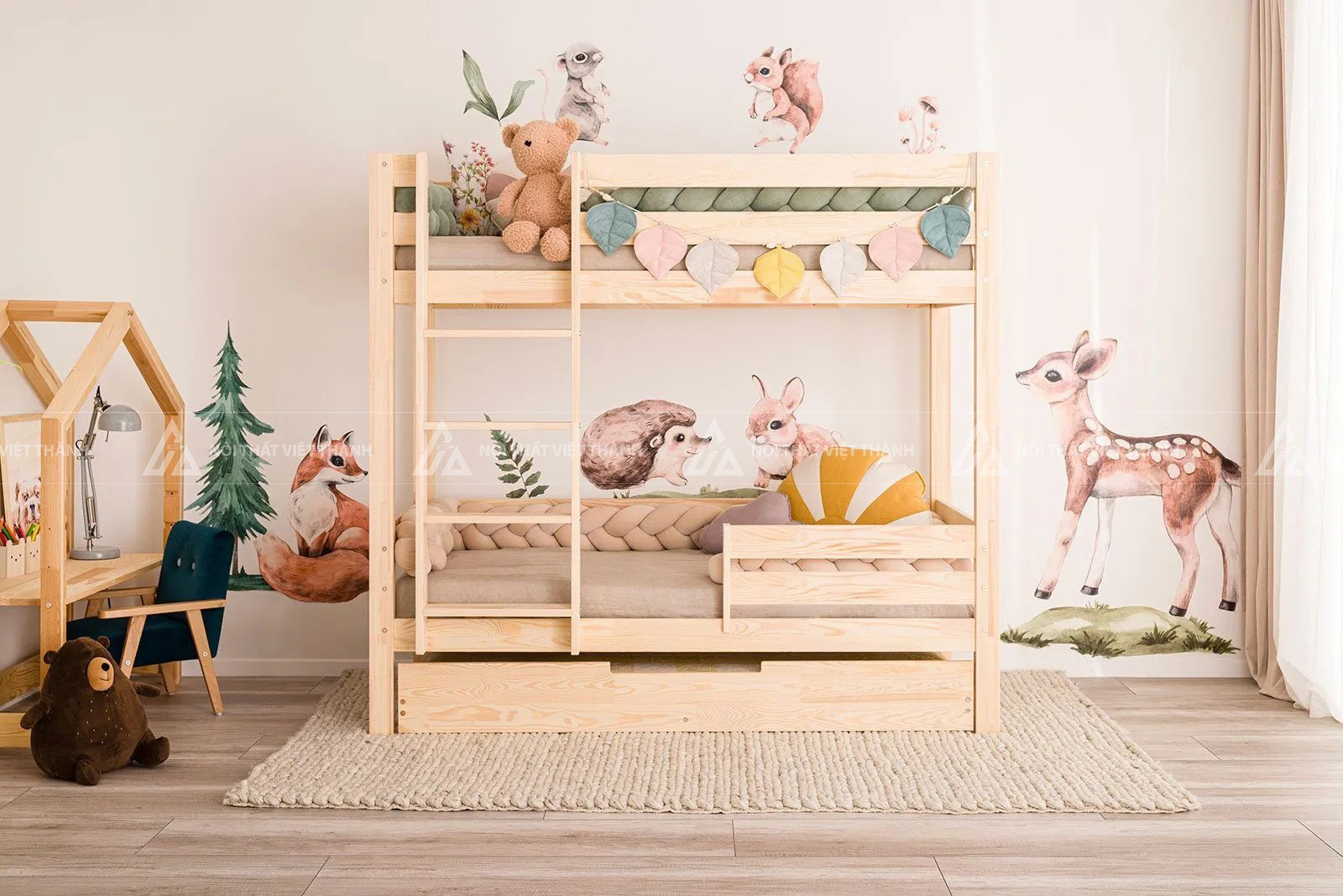 Giường Tầng Trẻ Em Tích Hợp Giường Kéo Phụ Ngầm Thông Minh 4