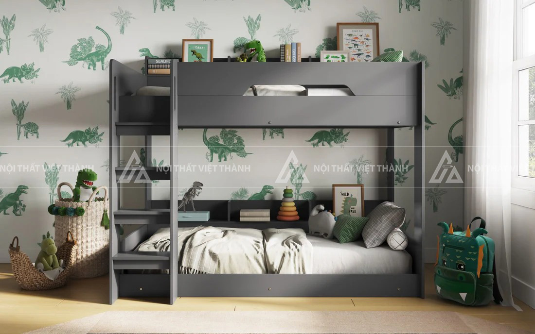 Giường Tầng Trẻ Em Kiểu Dáng Hiện Đại Tối Ưu Diện Tích Tích Hợp Kệ Đầu Giường Tiện Lợi 4