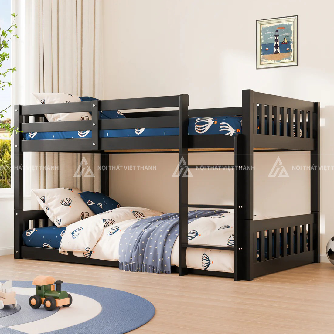 Giường Tầng Trẻ Em Thiết Kế Truyền Thống Kết Cấu Vững Chãi Tích Hợp Thang Leo Gọn Gàng 4