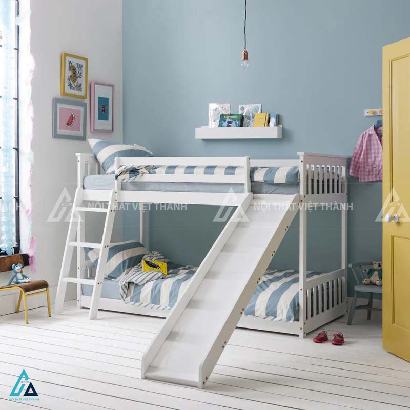 Giường Tầng Trẻ Em Tích Hợp Cầu Trượt Sáng Tạo Kết Hợp Khu Vui Chơi Tại Gia