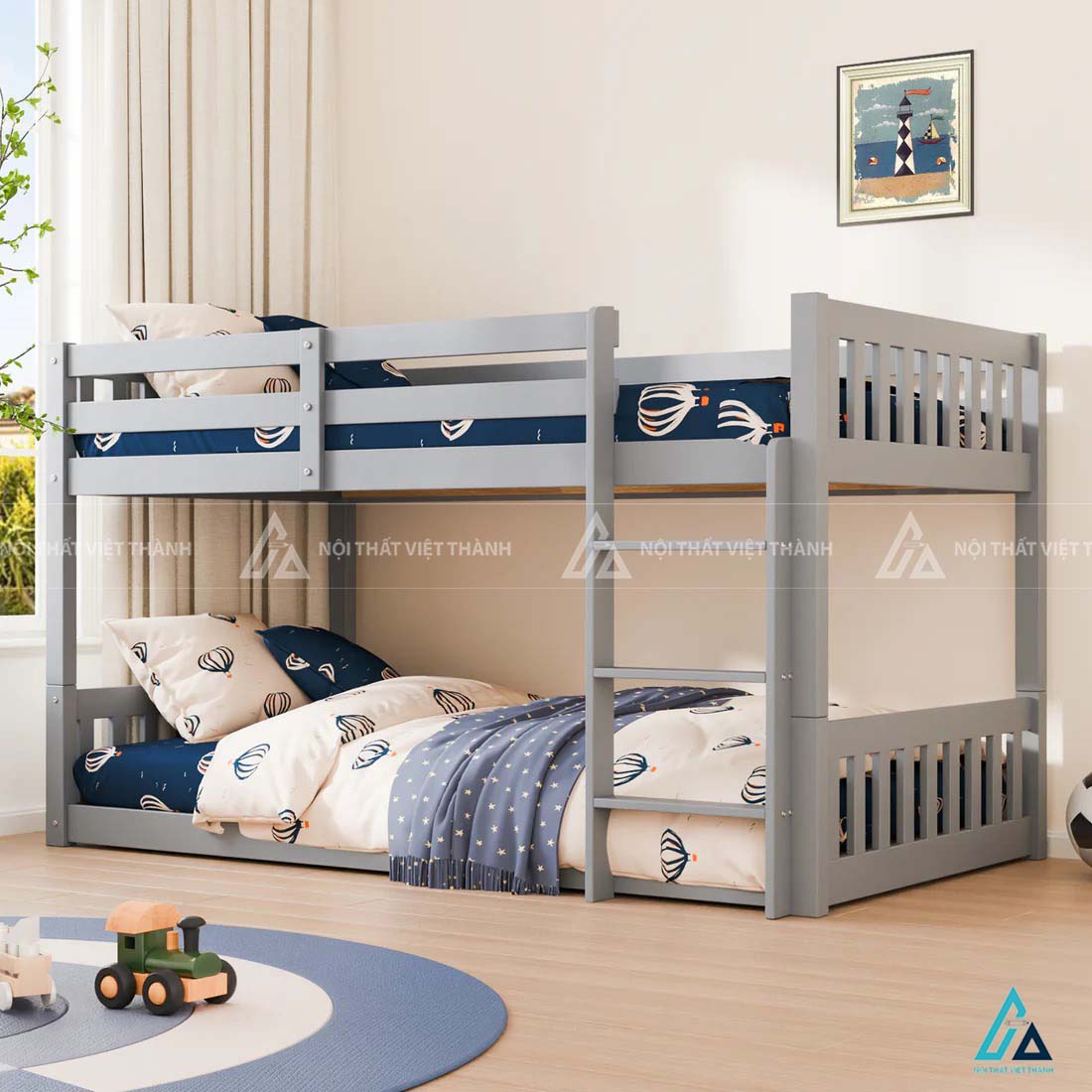 Giường Tầng Trẻ Em Thiết Kế Truyền Thống Kết Cấu Vững Chãi Tích Hợp Thang Leo Gọn Gàng 1