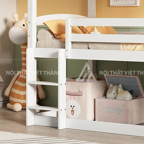 Giường Tầng Trẻ Em Thiết Kế Hiện Đại Tích Hợp Cầu Thang Đứng Và Thanh Chắn Bảo Vệ An Toàn 5