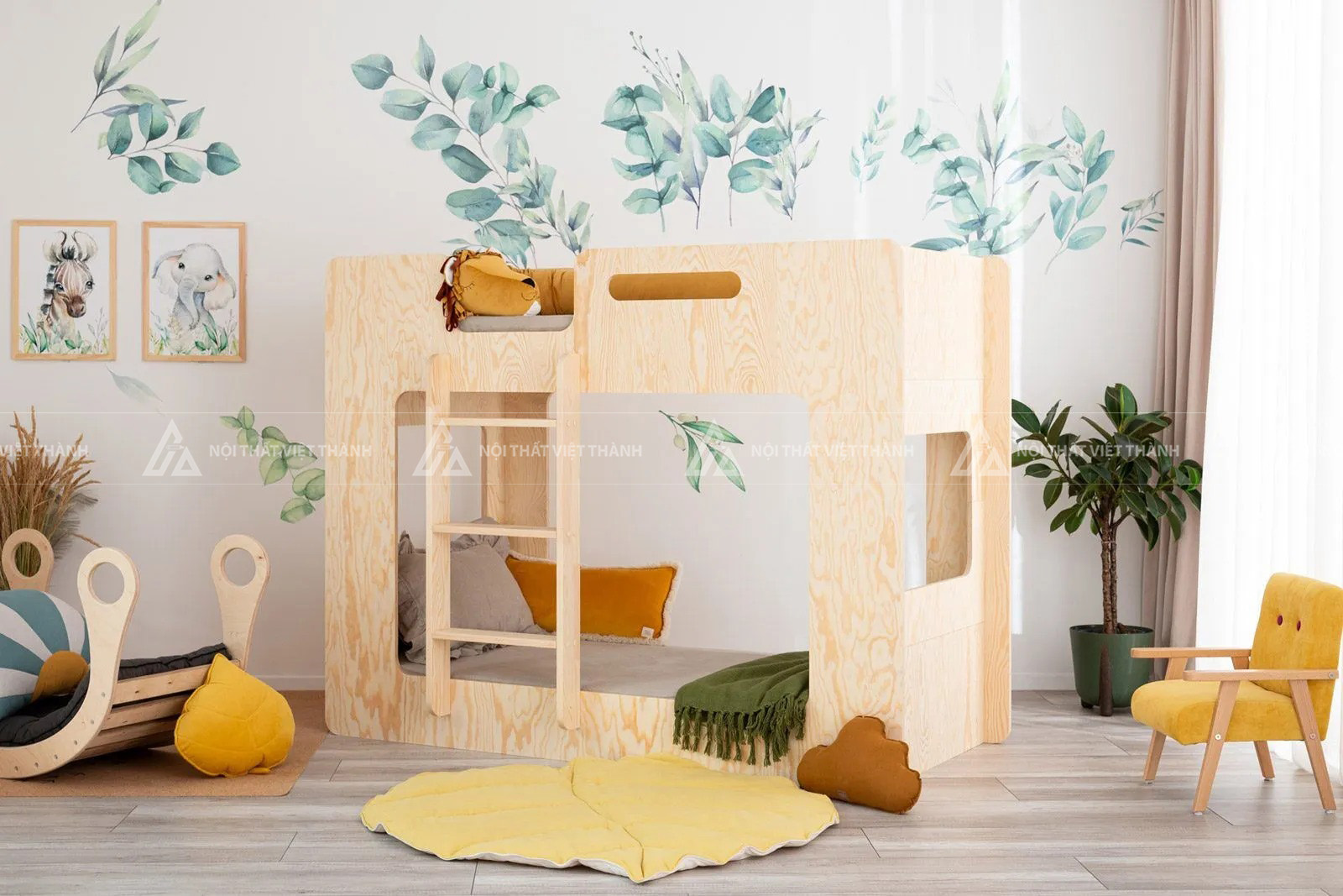 Giường Tầng Trẻ Em Thiết Kế Bo Góc An Toàn Phong Cách Hiện Đại Tối Giản Cho Bé 5