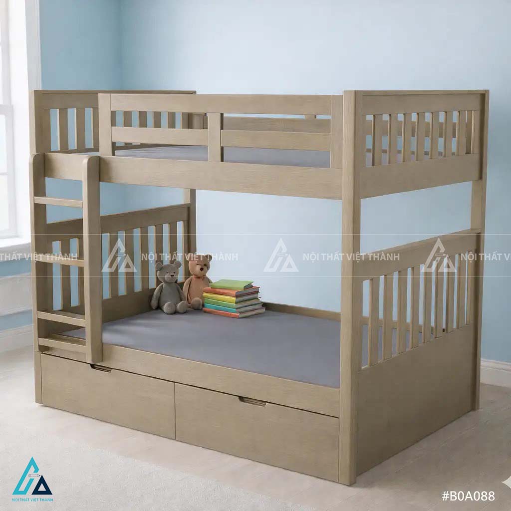 Giường Tầng Trẻ Em Đa Năng Tích Hợp Ngăn Kéo Gầm Tiện Lợi Thiết Kế Vững Chãi