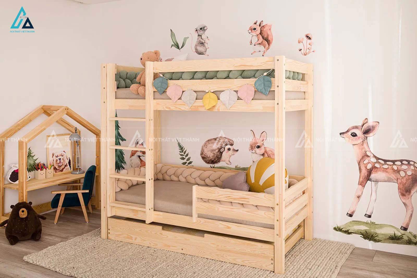 Giường Tầng Trẻ Em Tích Hợp Giường Kéo Phụ Ngầm Thông Minh 1