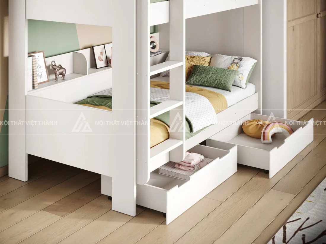 Giường Tầng Trẻ Em Thông Minh Tích Hợp Ngăn Kéo Gầm Giường Và Hệ Kệ Trang Trí Đa Năng 5