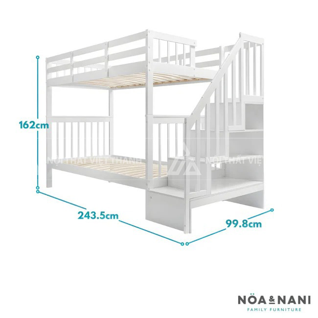 Giường Tầng Trẻ Em Kết Cấu Vững Chãi Với Thang Leo An Toàn Và Ngăn Kéo Lưu Trữ 5