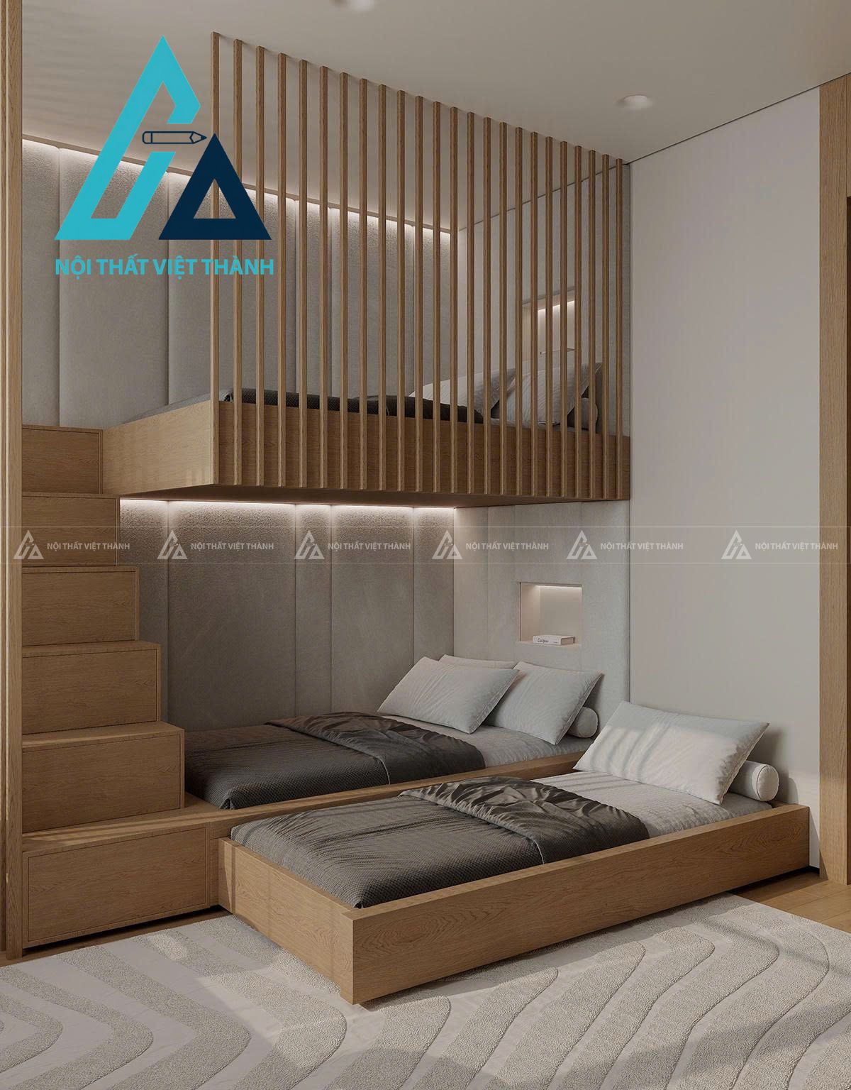 Giường Tầng Gỗ Đẹp Hiện Đại Cho Gia Đình 5