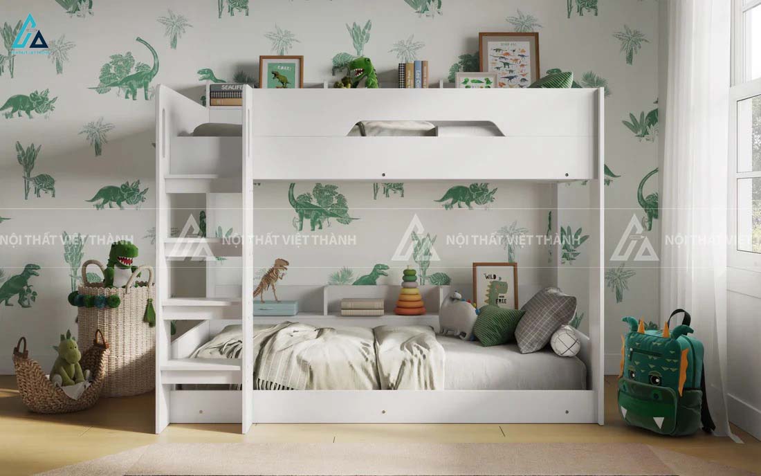 Giường Tầng Trẻ Em Kiểu Dáng Hiện Đại Tối Ưu Diện Tích Tích Hợp Kệ Đầu Giường Tiện Lợi