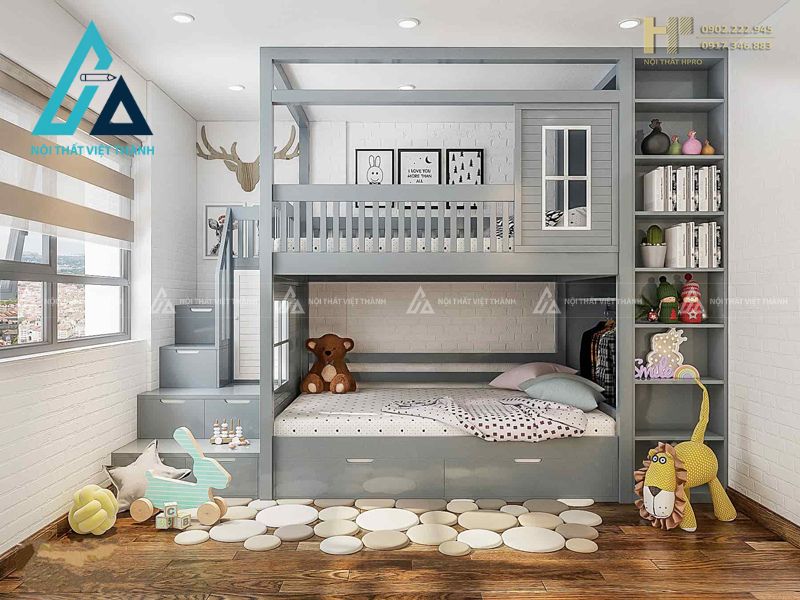 Giường tầng rộng nhiều ngăn lưu trữ