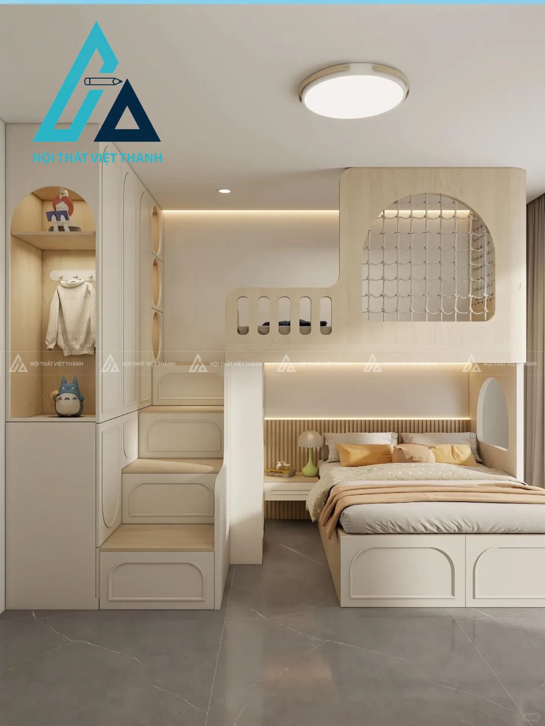 Giường tầng màu be hiện đại