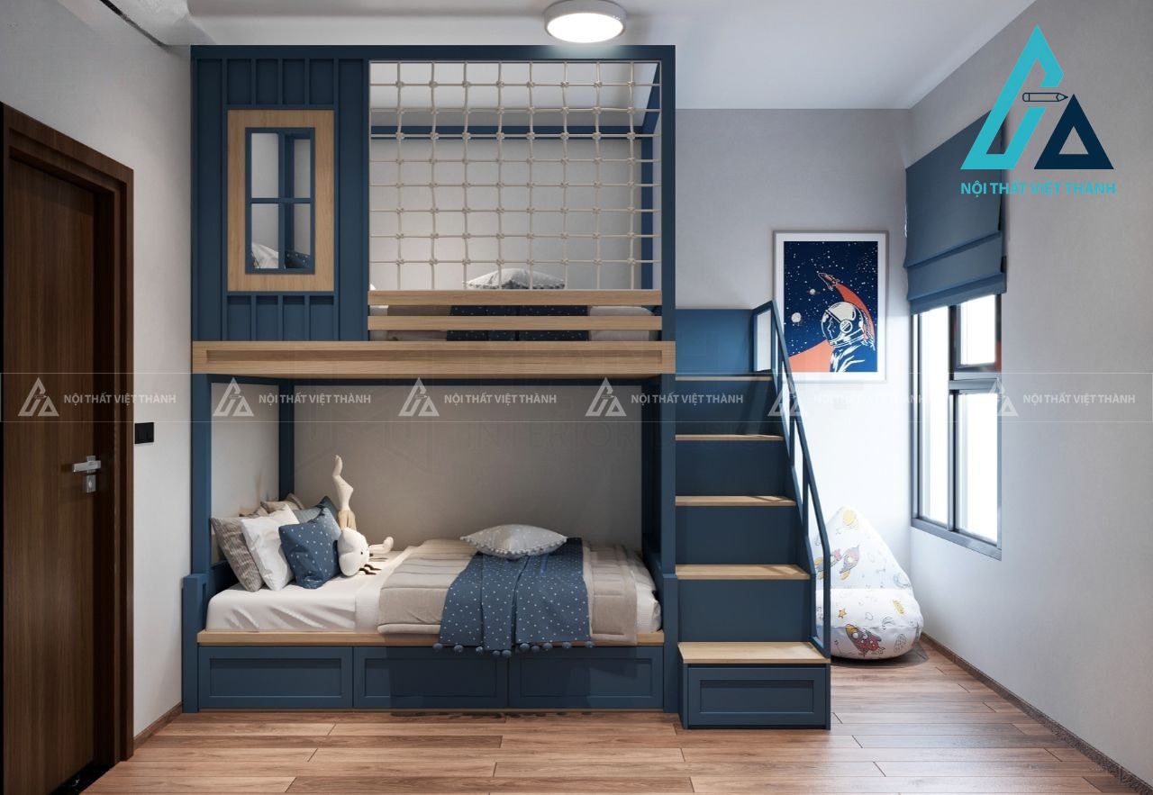 Giường tầng xanh dương 