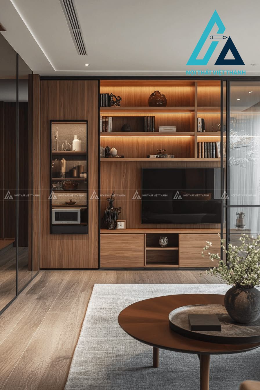 Kệ tivi tích hợp tủ trang trí đồng bộ