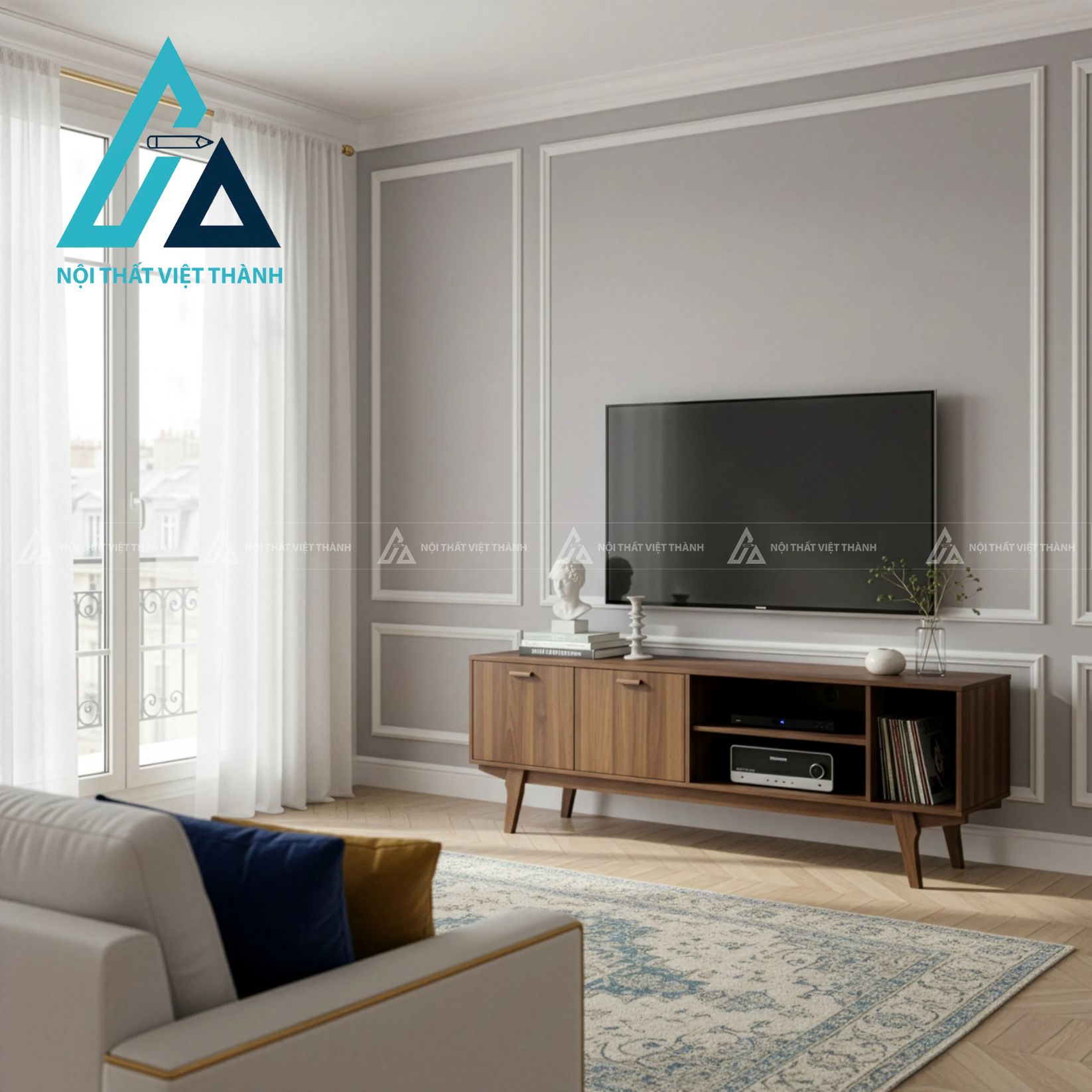 Kệ Tivi Gỗ Công Nghiệp Đẹp Thanh Lịch Cho Phòng Khách 2