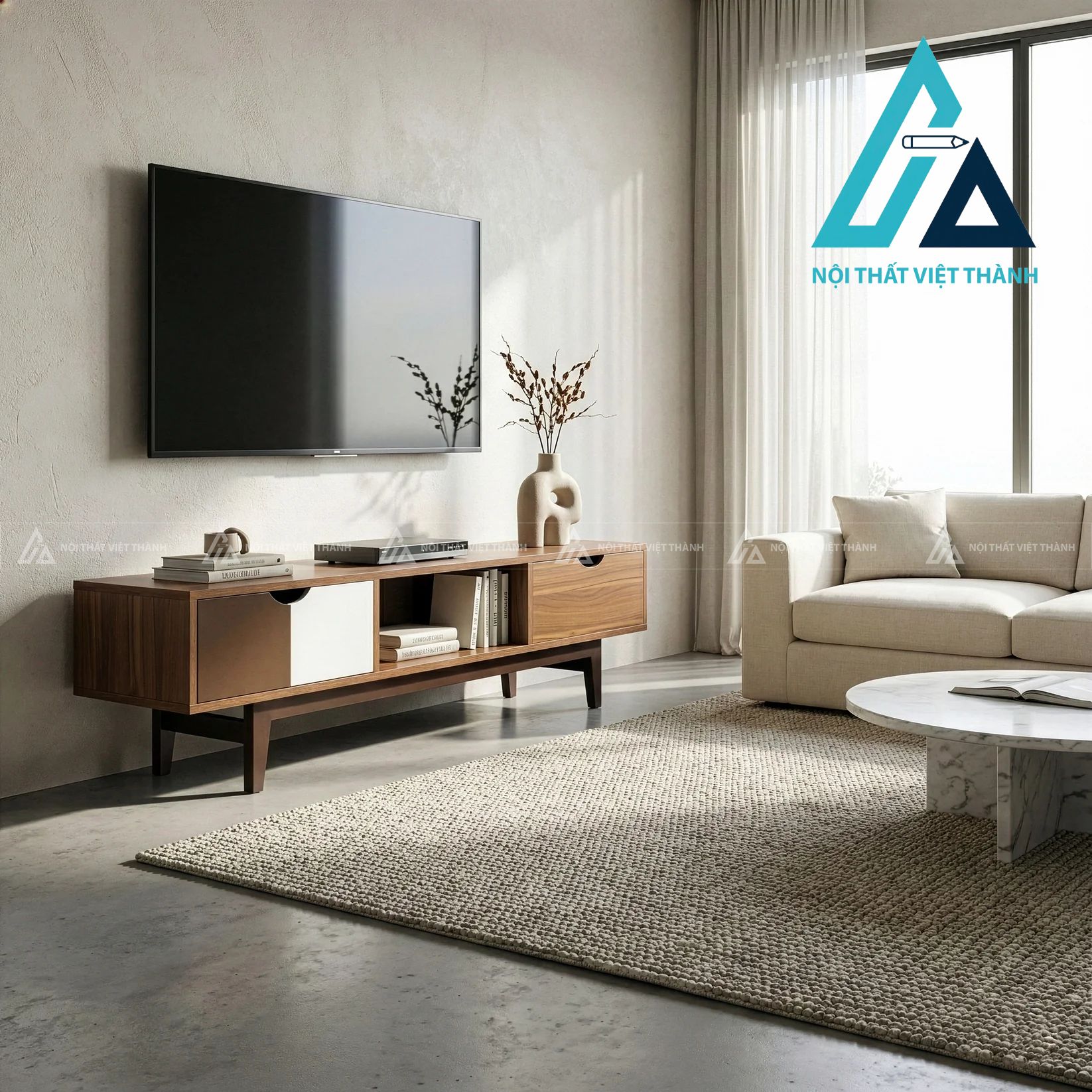 Kệ Tivi Gỗ Công Nghiệp Thiết Kế Gọn Gàng Dễ Sử Dụng