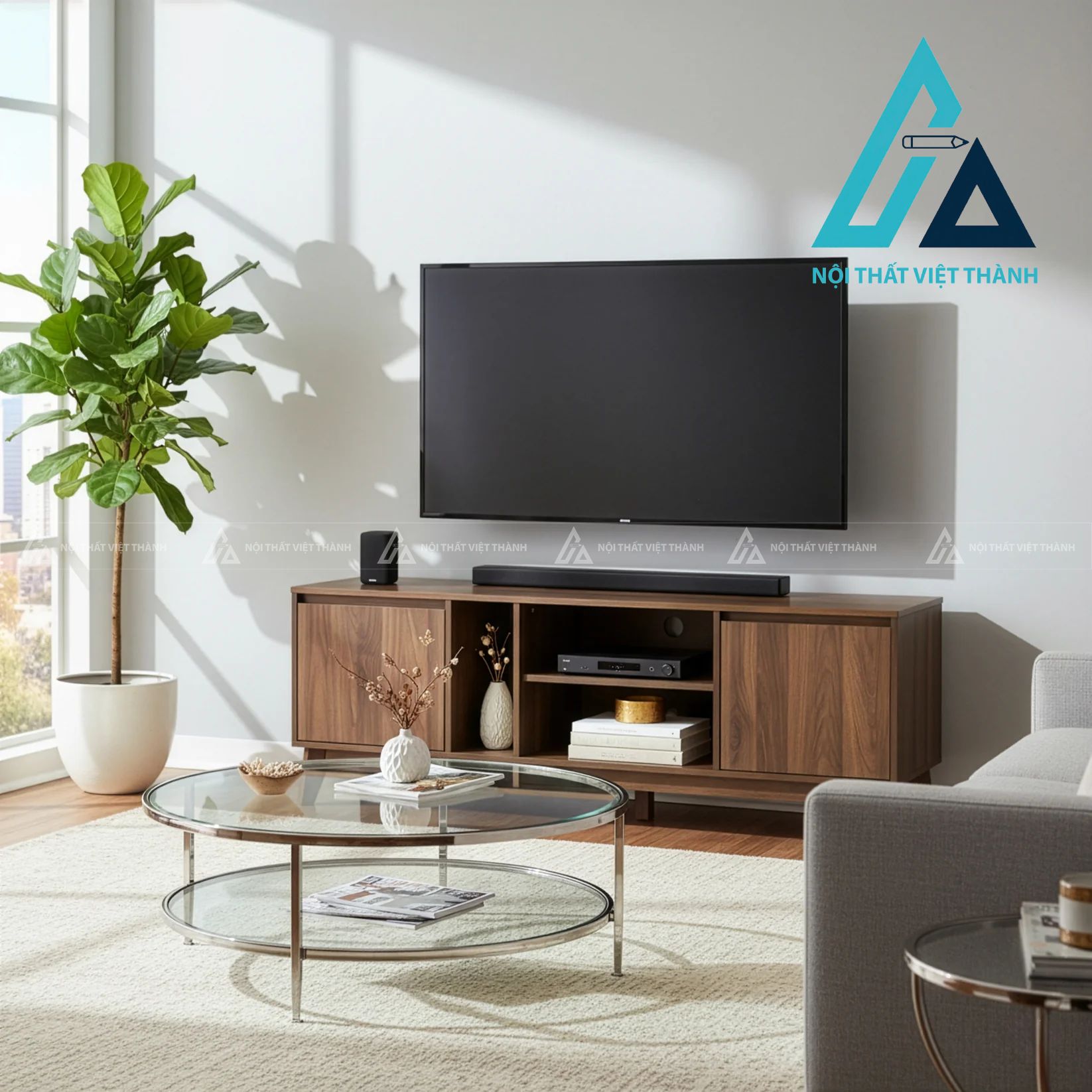 Kệ Tivi Gỗ Công Nghiệp Hiện Đại Thiết Kế Tinh Gọn