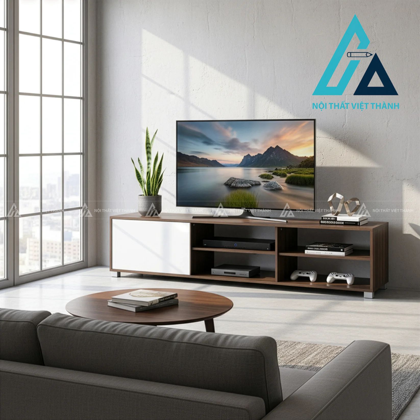 Kệ Tivi Gỗ Công Nghiệp Kiểu Dáng Dài Rộng Tiện Dụng