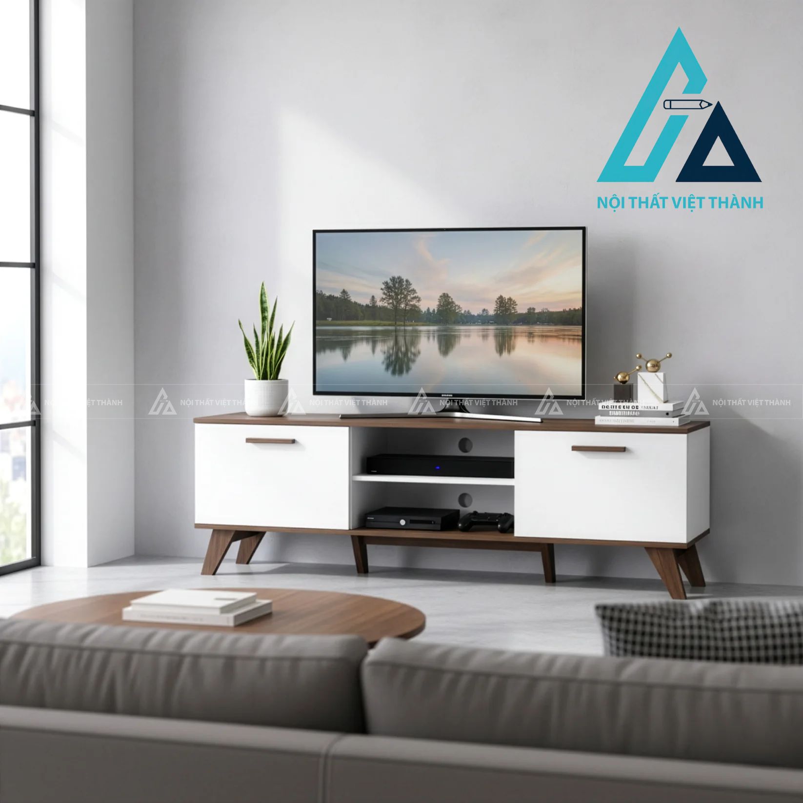 Kệ Tivi Gỗ Công Nghiệp Phong Cách Hiện Đại Dễ Bài Trí