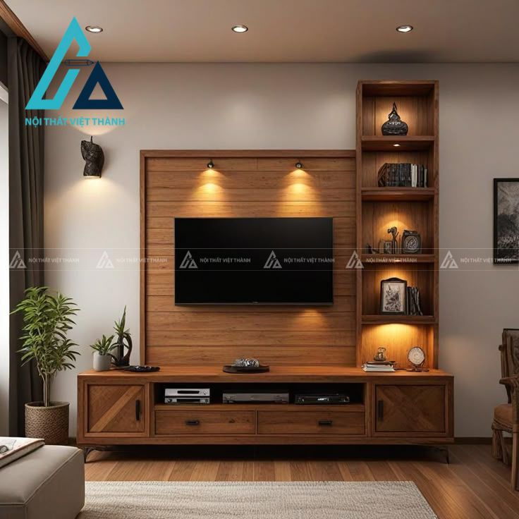 Thiết kế và thi công kệ tivi gỗ tự nhiên chuyên nghiệp