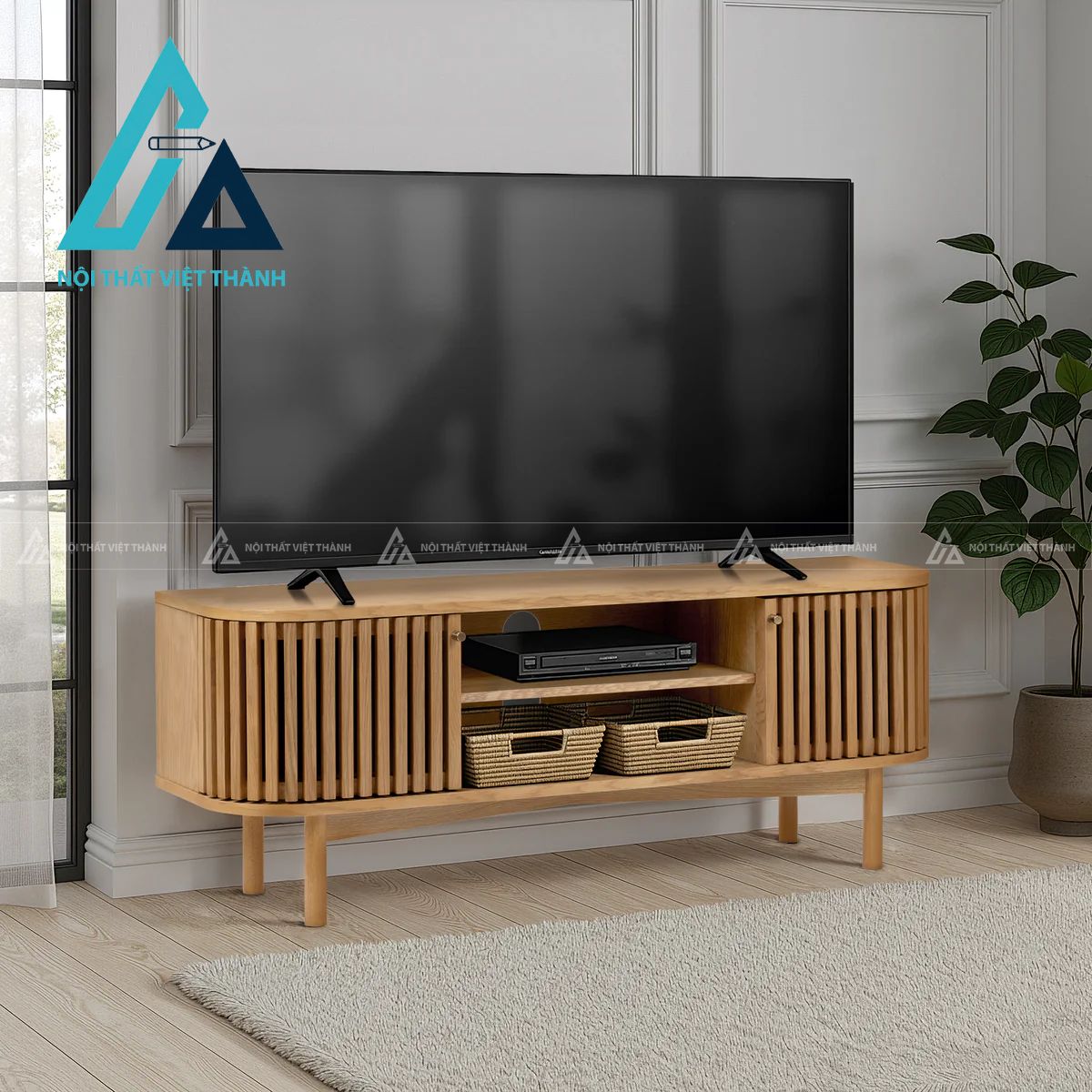 Kệ Tivi Phòng Khách Gỗ Tự Nhiên Thiết Kế Sang Trọng