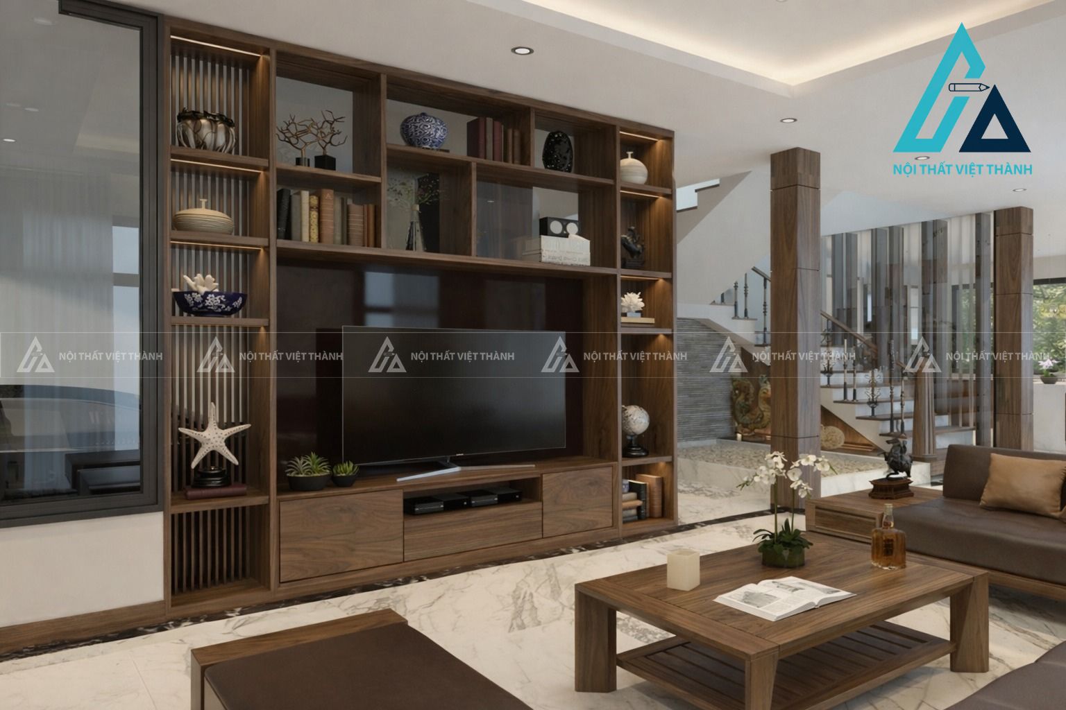 Kệ tivi gỗ tự nhiên phong cách cổ điển sang trọng