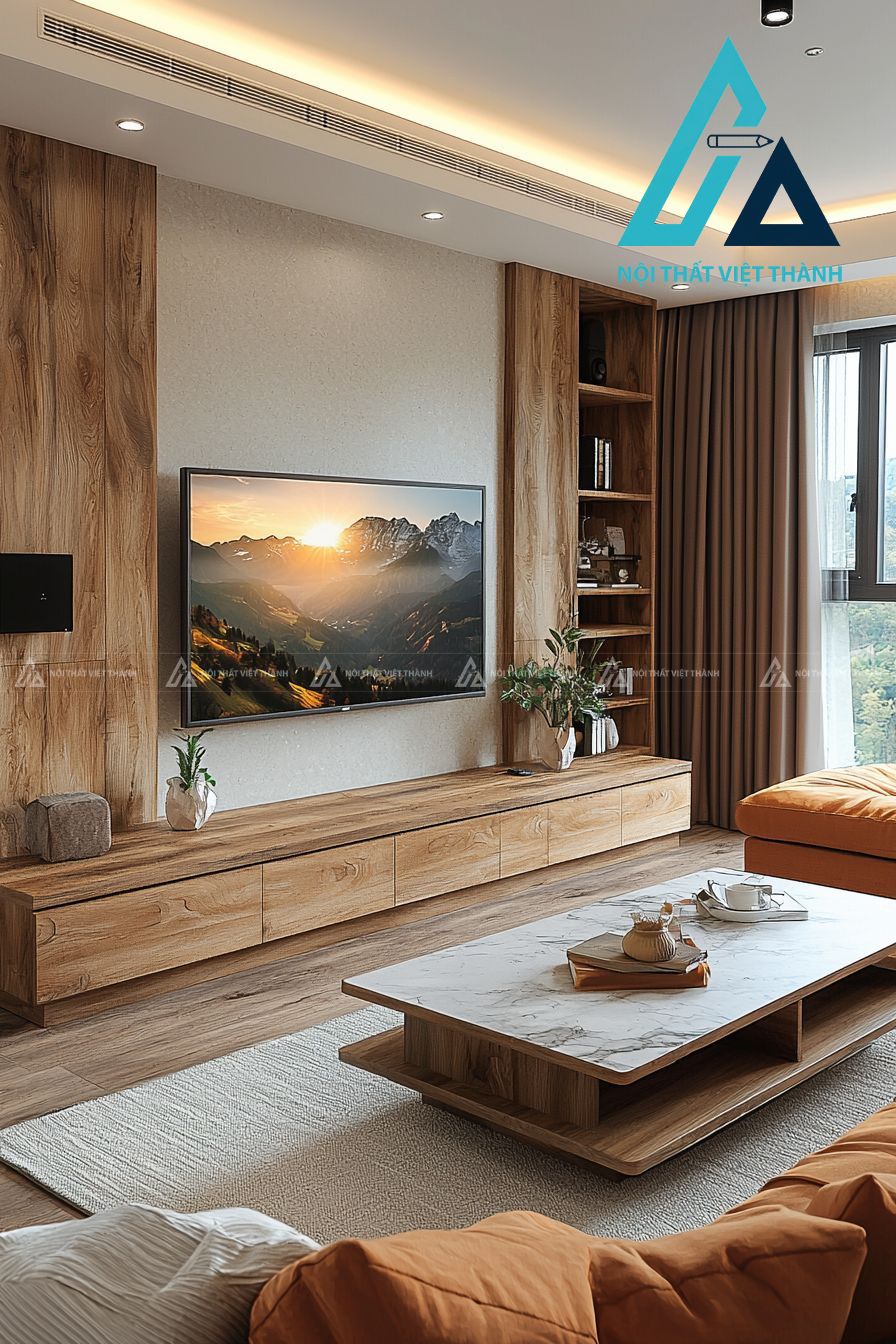 Kệ tivi gỗ tự nhiên độ bền cao đáp ứng nhu cầu sử dụng lâu dài