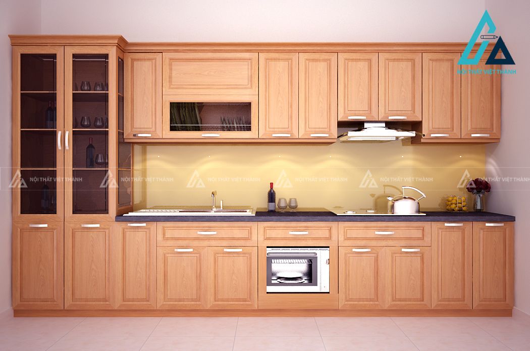 Tủ bếp gỗ tự nhiên: Sự ấm áp và đẳng cấp trường tồn cùng thời gian.