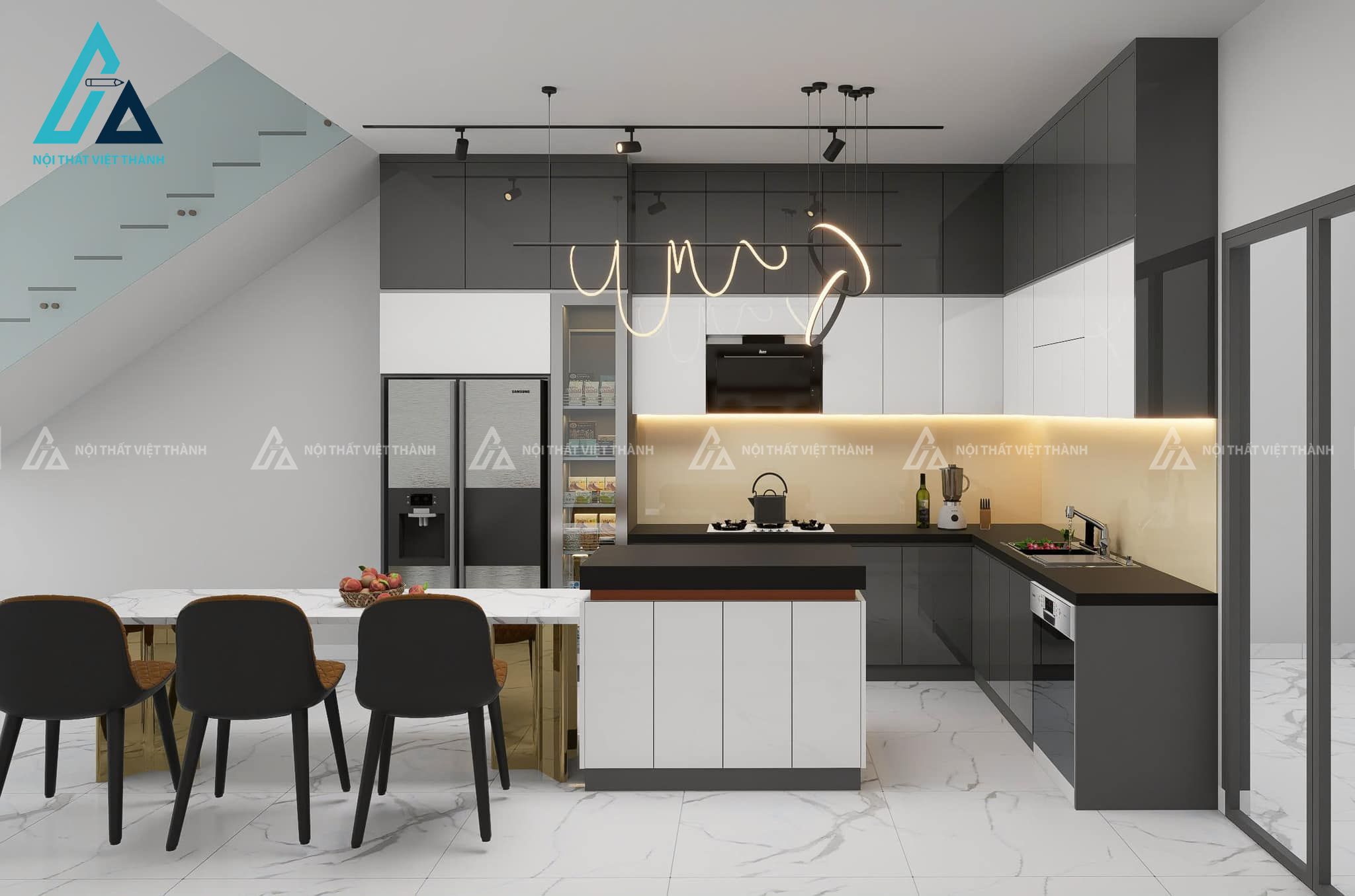 Tủ bếp xám- trắng được nhiều gia chủ ưa thích