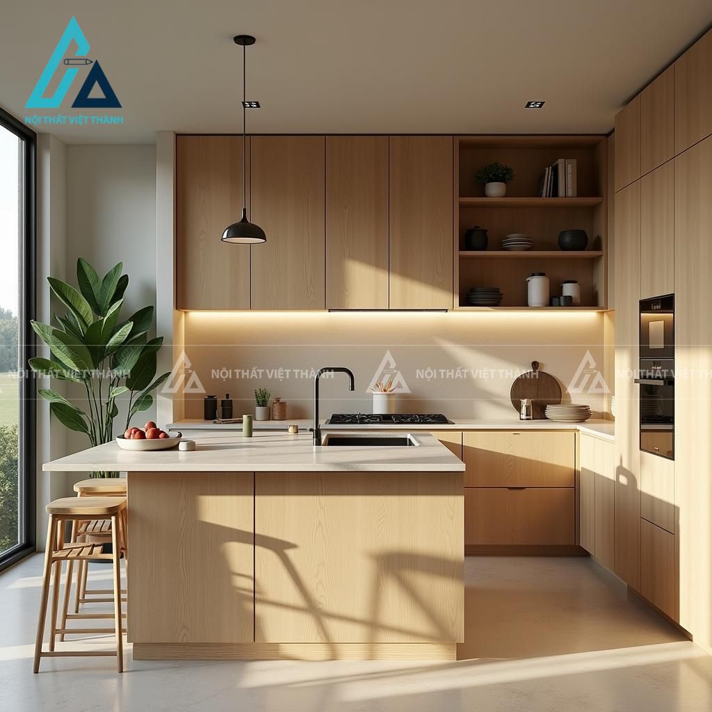 Nhà bếp đón nắng full nội thất gỗ
