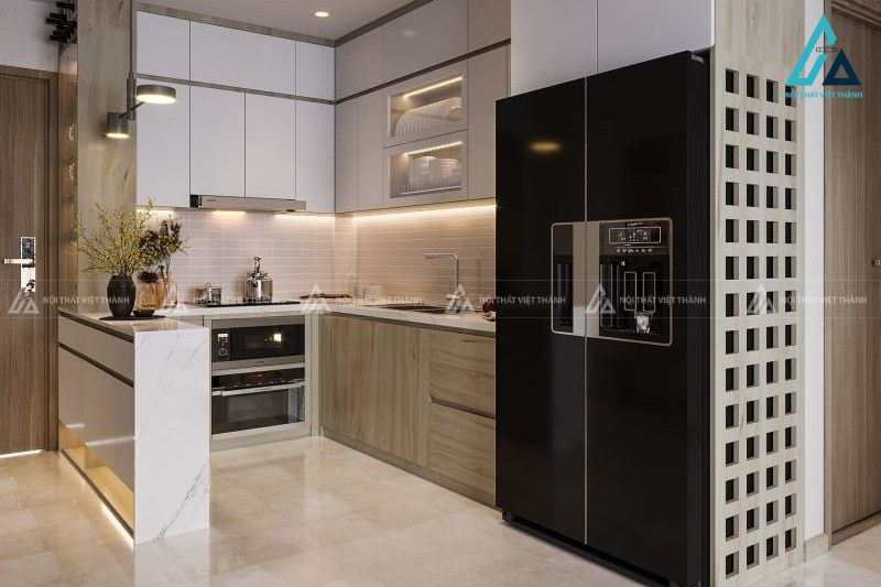 Nhà bếp tone trắng- be nhẹ nhàng, ấm cúng