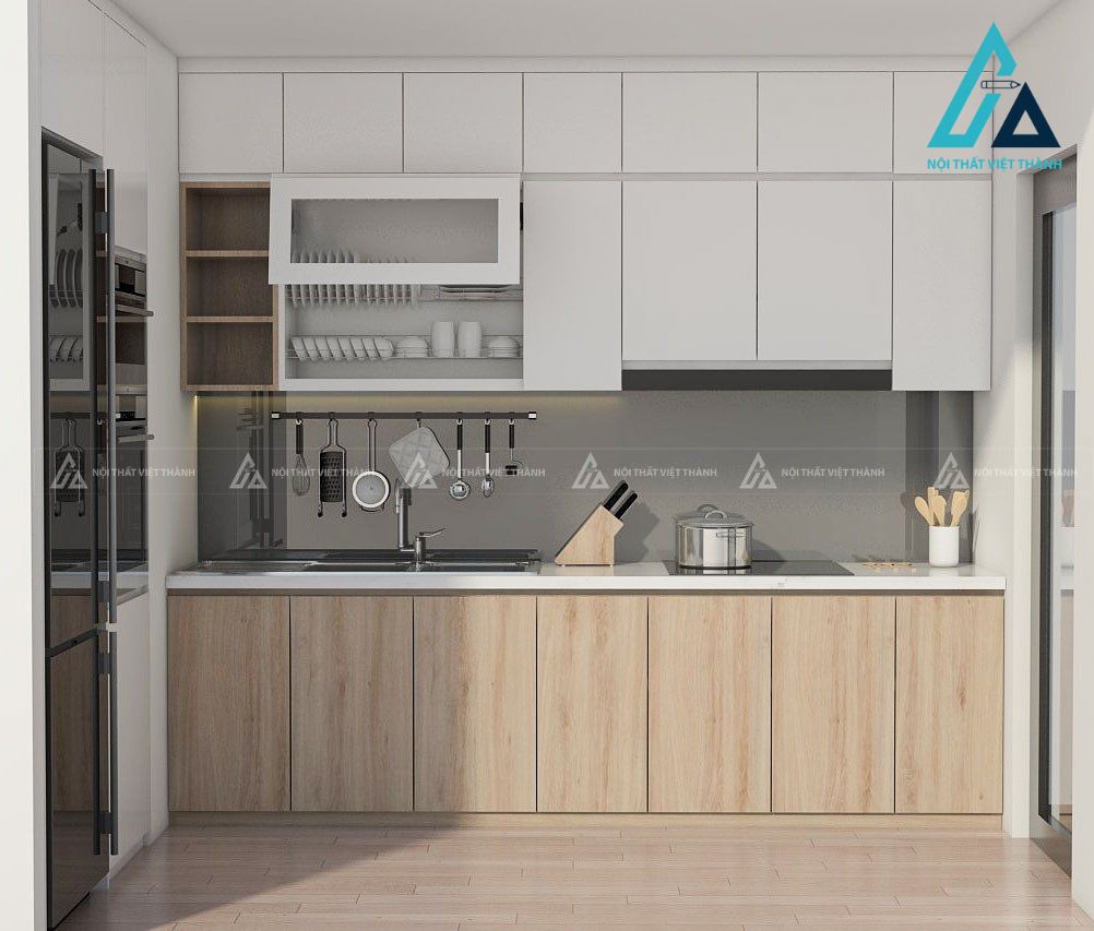 Nhà bếp tối  giản, sắp xếp tiện lợi nấu nướng