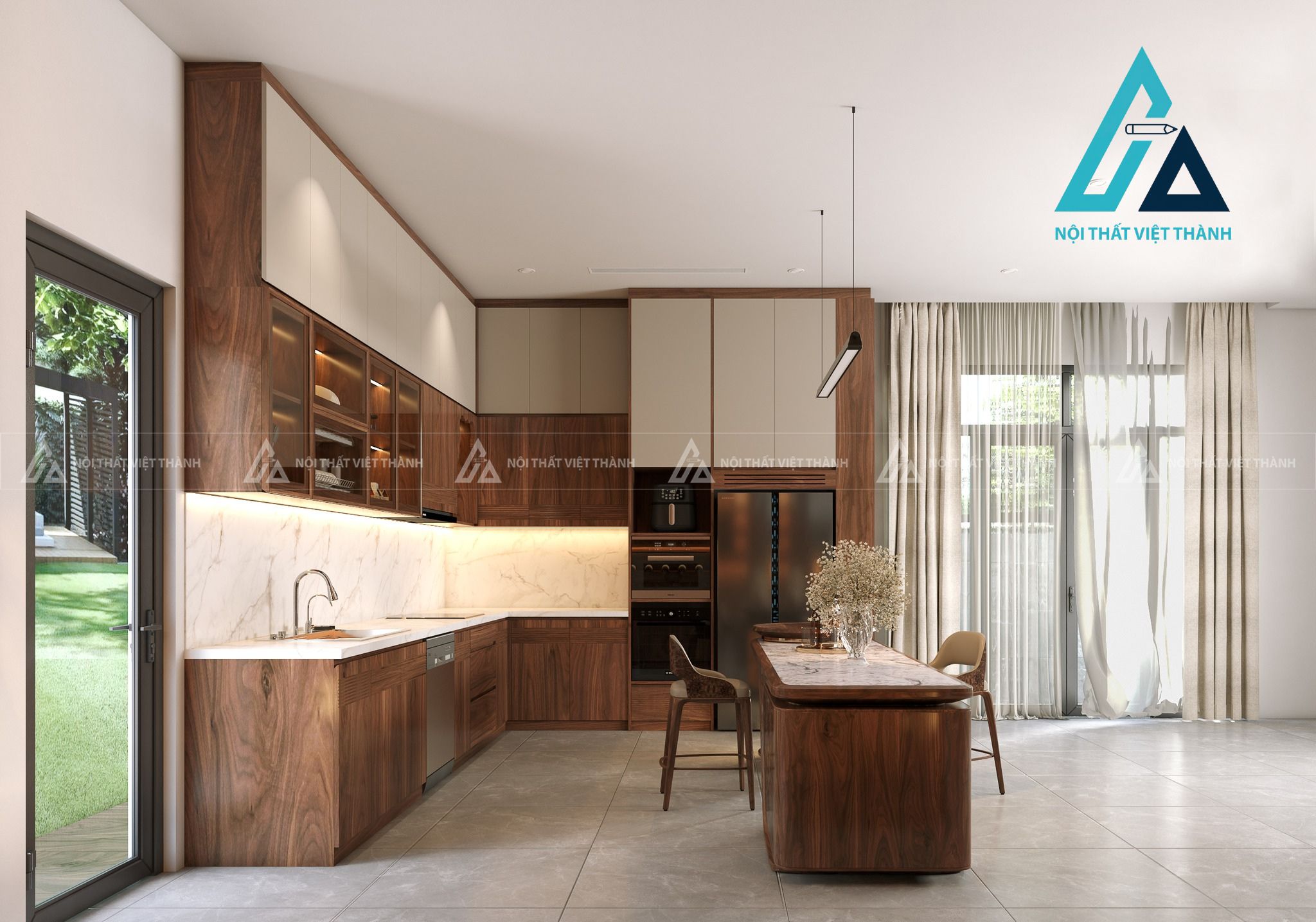 Nội thất phòng bếp gồm bàn ăn