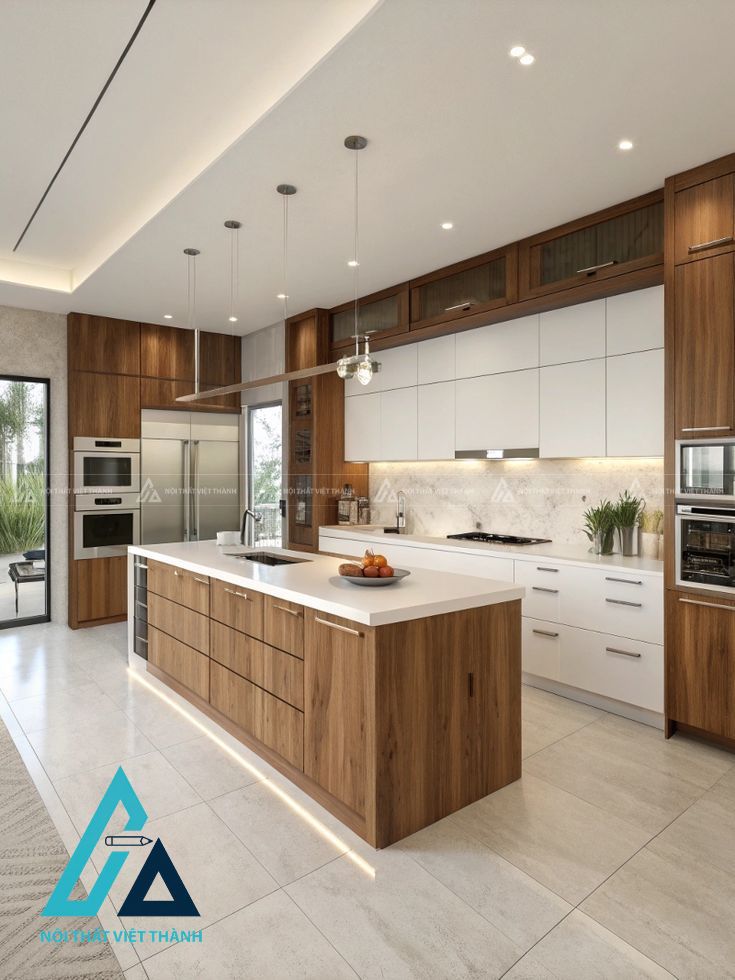 Nội thất phòng bếp có đảo bếp