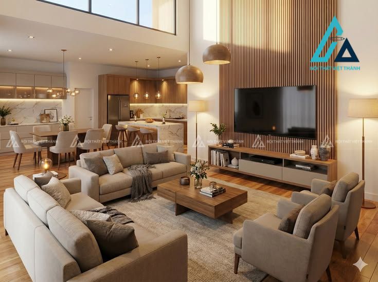 Thiết kế và thi công nội thất phòng khách cao cấp