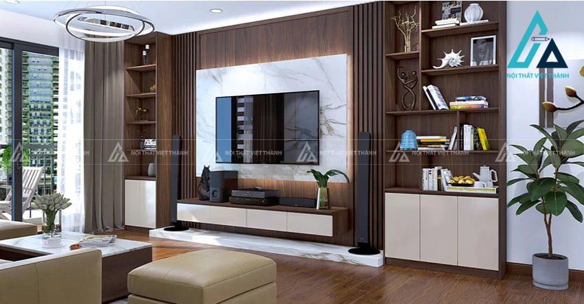 Nội thất phòng khách nhà phố tối giản