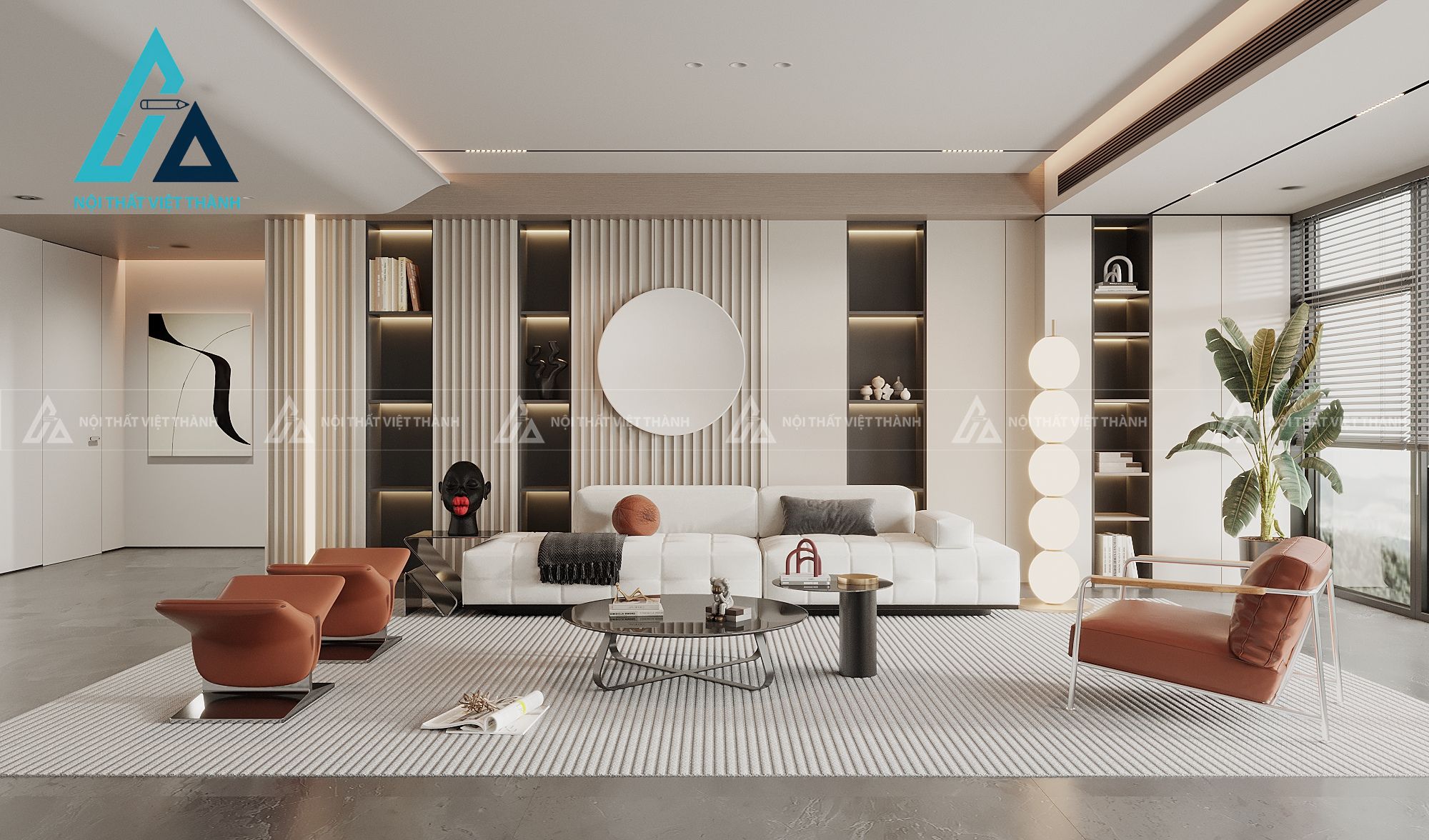 Nội thất phòng khách cho biệt thự trẻ trung