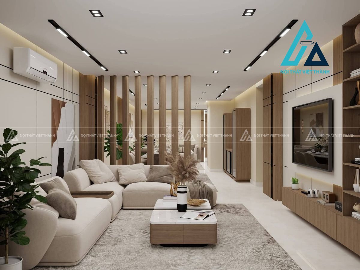 Nội thất tone trắng cho phòng khách trẻ trung