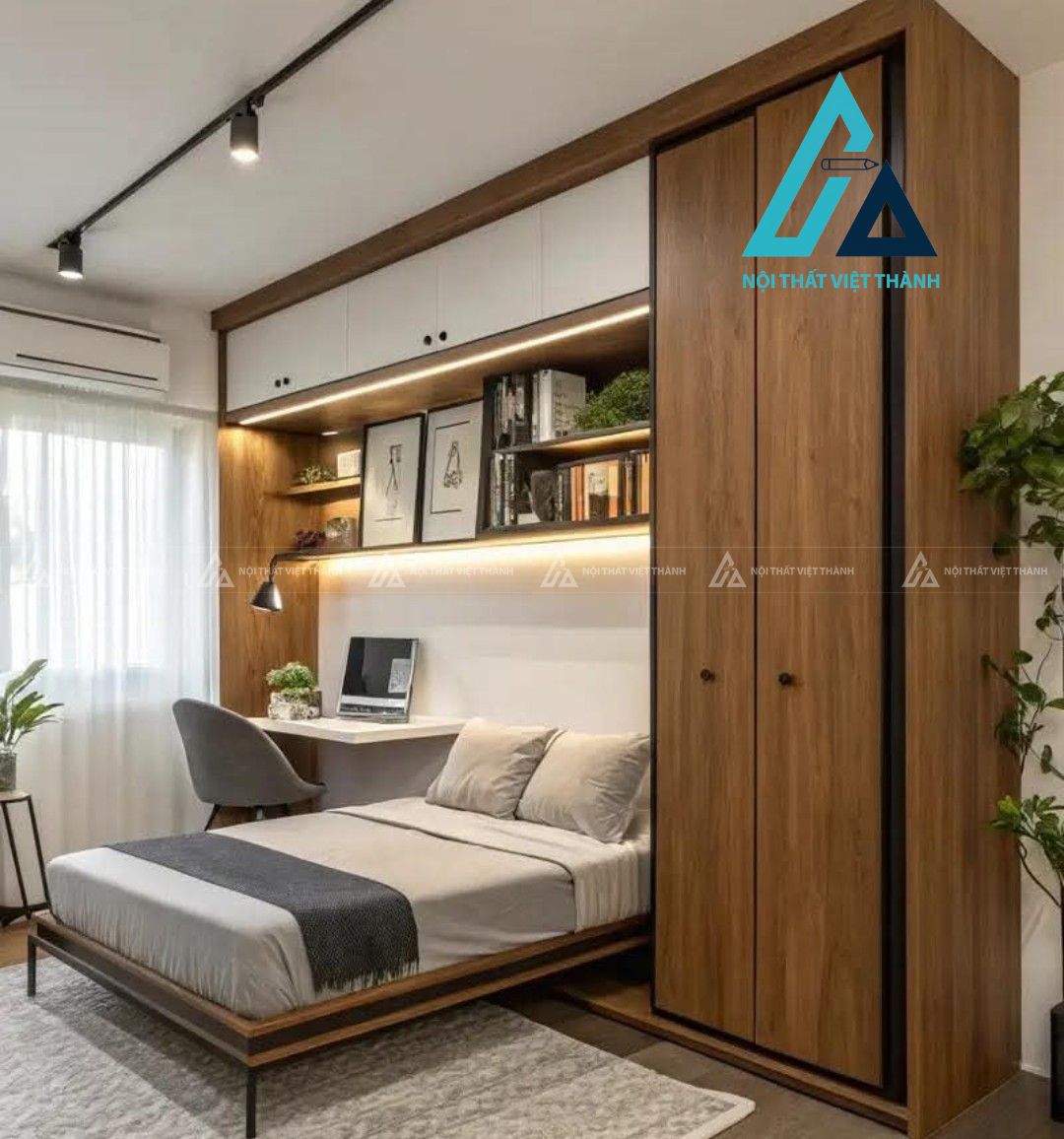 Thiết kế giường ngủ tích hợp tủ quần áo